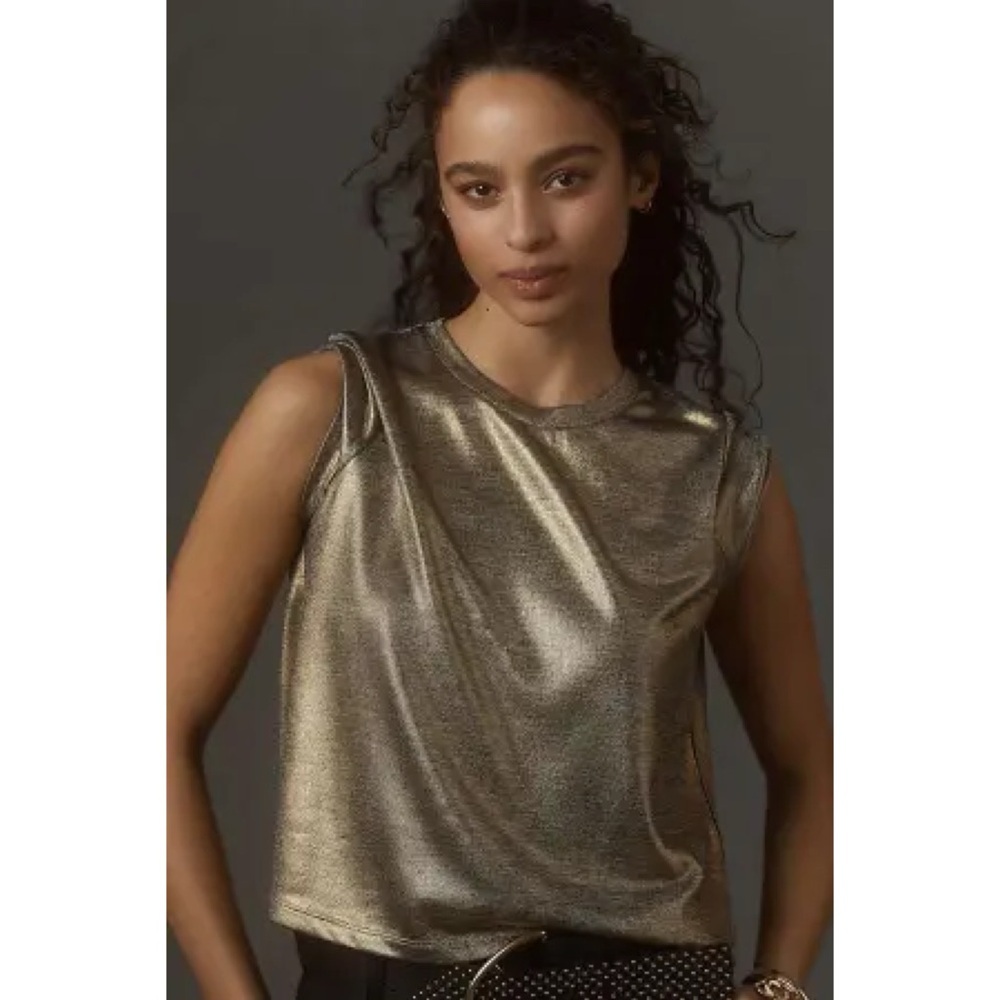 Anthropologie Bailey 44 metallic gold tee shirt